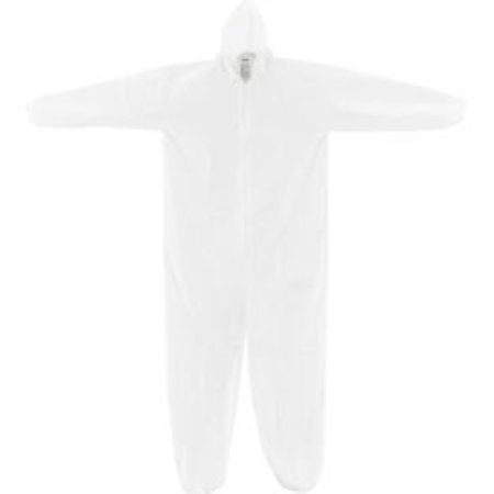 GLOBAL EQUIPMENT Disposable Microporous Coverall Elastic Wrists/Ankles Hood White XL 25/Case KC-MIC-60G-CVL-XL-H
